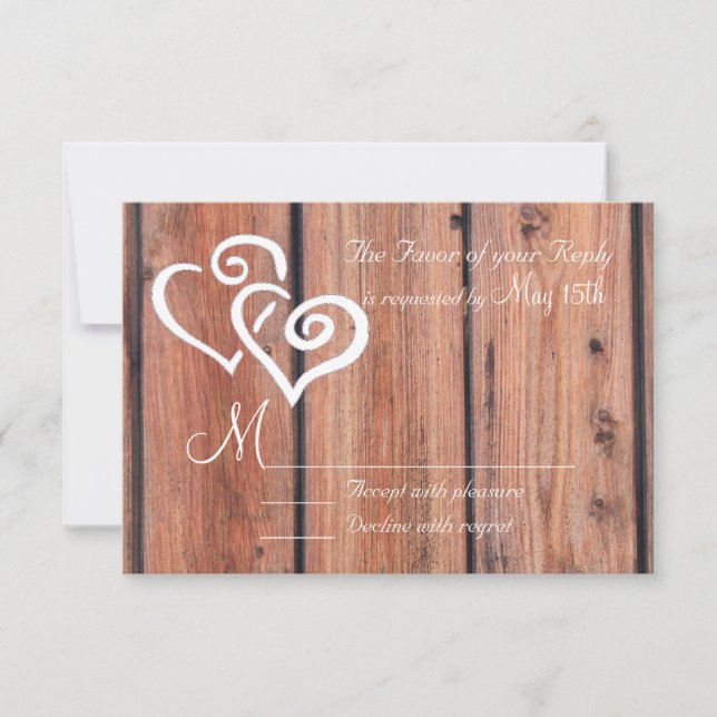 Rustikale Landholzkarten hören Hochzeitsszenario R RSVP Karte (Vorderseite)