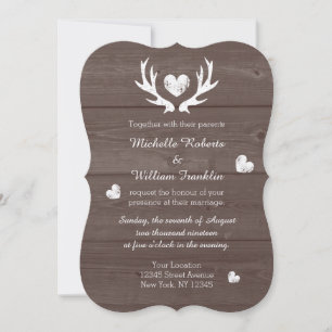 Rustikale ländliche chic-Hirschgeweih-Hochzeitsein Einladung