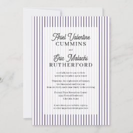Rustikale ländliche violette Pinstripe Paar-Gastge Einladung