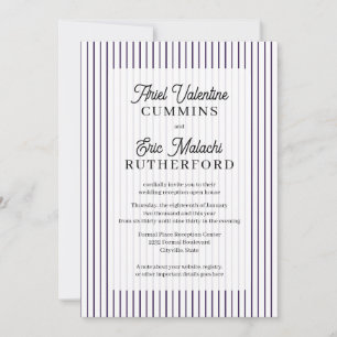Rustikale ländliche violette Pinstripe Paar-Gastge Einladung