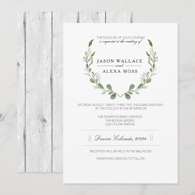 Rustikale Landschaft | Elegante Hochzeit Einladung (Vorne/Hinten)
