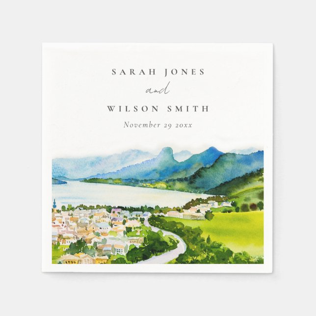 Rustikale Landschaft Seebad Landschaft Hochzeit Serviette (Vorderseite)