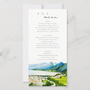 Rustikale Landschaft Village Lake Wedge Menu Card Dankeskarte