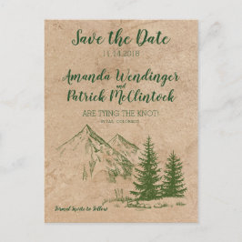 Rustikale Landschaftliche Berge Save the Date Post Ankündigungspostkarte