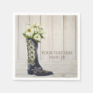 Rustikale Landstiefel mit Gänseblümchen Junggesell Serviette