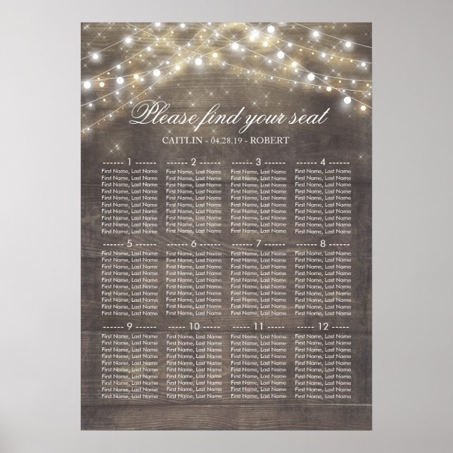 Rustikale Längs-Schnüre Hochzeitssattelkarte Poster (Vorne)