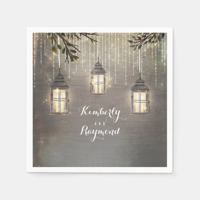 Rustikale Lanterns Woodland Wedding Serviette (Vorderseite)
