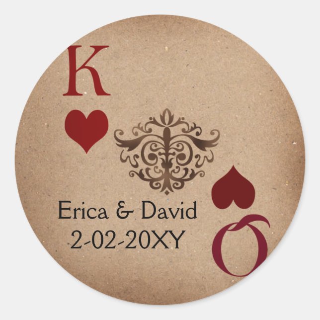 Rustikale Las Vegas Wedding Cards Runder Aufkleber (Vorderseite)