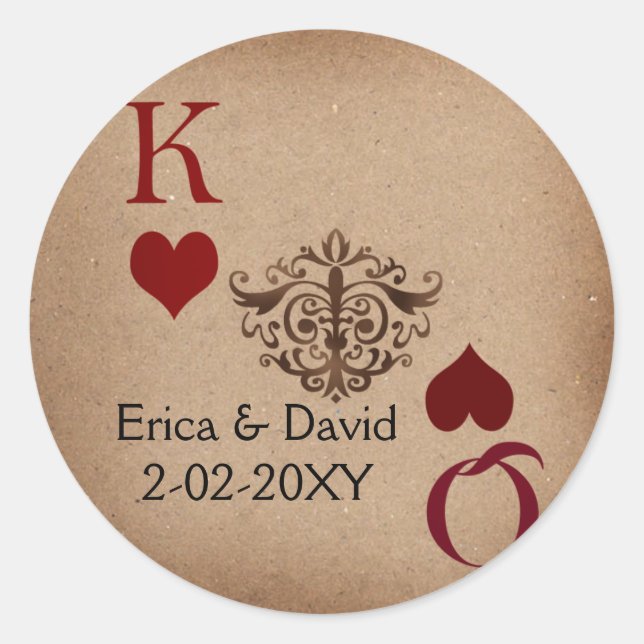 Rustikale Las Vegas Wedding Cards Runder Aufkleber (Vorderseite)