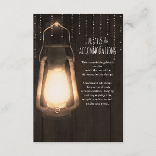 Rustikale Laterne & Lights Brown Wood Wedding Deta Begleitkarte