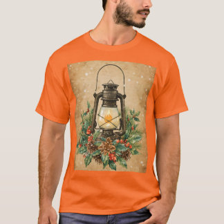 Rustikale Laterne Weihnachten Stechpalme Kiefer ge T-Shirt
