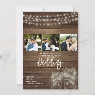 Rustikale Laternen aus Mason Gläsern Foto Collage  Einladung