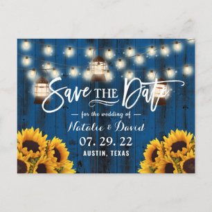 Rustikale Laternen und Sonnenblumen Marine Save th Ankündigungspostkarte
