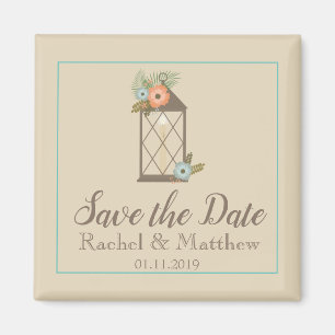 Rustikale Laternenbläschen Save the Date Magnet