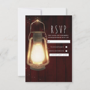 Rustikale Laternenlichter Kirschholz Hochzeit RSVP Karte
