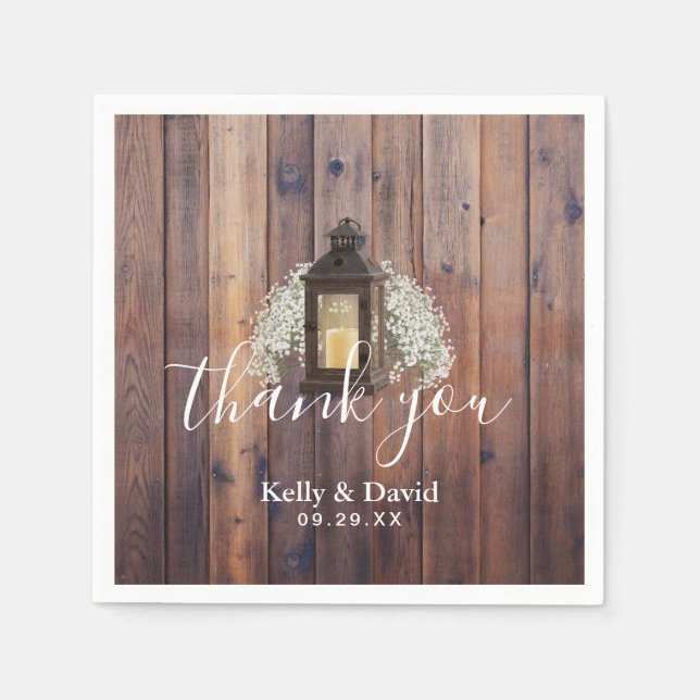 Rustikale Laternenmühle Gipskraut Serviette (Vorderseite)