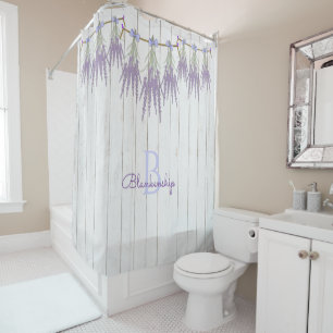 Rustikale Lavendel-Blume-Bundle Monogramm-Vorlage Duschvorhang