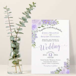 Rustikale Lavendel-Hochzeit mit Lila Wasserfarbe Einladung