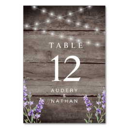 Rustikale Lavendel-Lichter Hochzeit Tischnummer