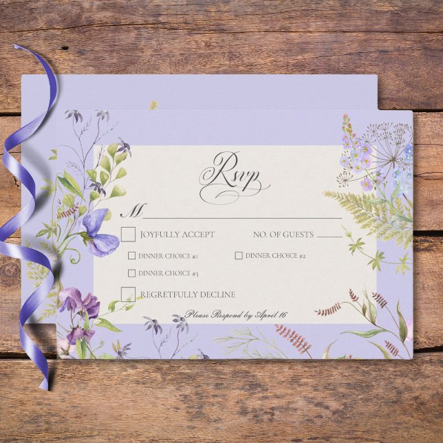 Rustikale Lavendel & Sage Wildblumen Abendessen RSVP Karte (Rustic Lavender & Sage Wildflowers Lavender Dinner RSVP Card)