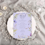 Rustikale Lavendel Sage Wildblumen Lavender Weddin Menükarte<br><div class="desc">Die rustikale Hochzeitskarte, die so gestaltet ist, dass sie das Wesen Ihres besonderen Tages mit seinem bezaubernden Design einfängt, wird Ihnen vorgestellt. Stellen Sie sich eine Lavendelkulisse vor und setzen Sie einen ruhigen und romantischen Ton für Ihre Feier. Das Design ist mit einem zarten Rahmen aus ätherischen Wildblumen in lila,...</div>