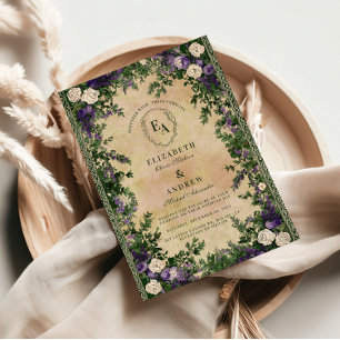 Rustikale Lavendel- und Efeu-Hochzeit Einladung