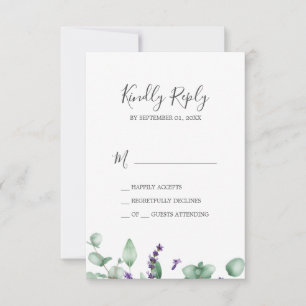 Rustikale Lavendel- und Eukalyptus-einfache RSVP-K RSVP Karte