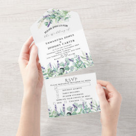 Rustikale Lavendel- und Eukalyptus-UAWG Wedding All In One Einladung