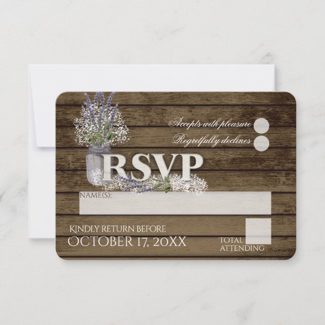 Rustikale Lavendel- und Gipskraut-UAWG RSVP Karte (Vorderseite)