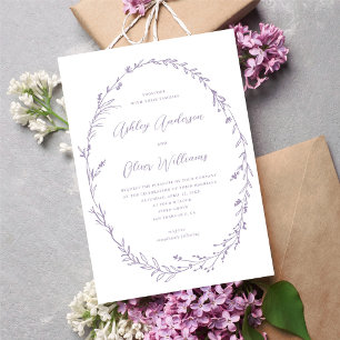 Rustikale Lavendel White Wildblume Wreath Wedding Einladung