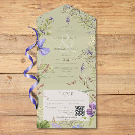 Rustikale Lavendel-Wildblumen - QR-Code All In One Einladung