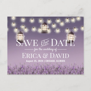 Rustikale Lavendelblüten Lila Ombre Save the Date Ankündigungspostkarte