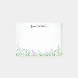 Rustikale Lavendelgras Grüne Frühlingsfarbe Wasser Post-it Klebezettel