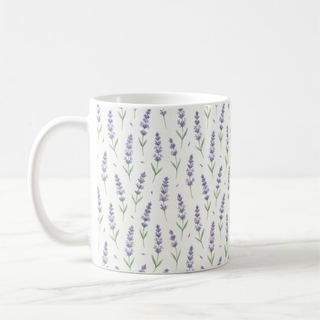 Rustikale Lavendelsprösslinge nahtloses Muster Kaffeetasse (Links)