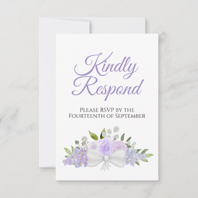 Rustikale Lavender Lila Blumenbouquet Wedding RSVP Karte (Vorderseite)