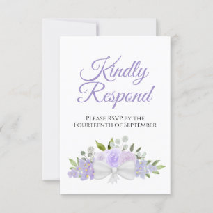 Rustikale Lavender Lila Blumenbouquet Wedding RSVP Karte