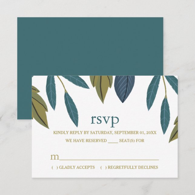 Rustikale Leaf-Blumenhochzeit RSVP Karte (Vorne/Hinten)