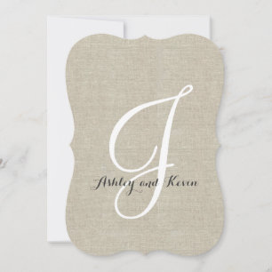Rustikale Leinen-Hochzeitseinladungen Initial Einladung