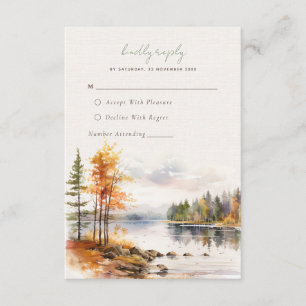 Rustikale Leinen mit Herbstsee Hochzeit RSVP Card Begleitkarte