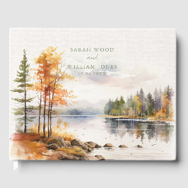 Rustikale Leinen mit Herbstsee Hochzeitgästerbuch Gästebuch