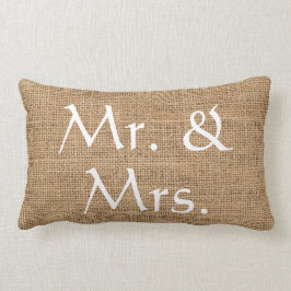 Rustikale Leinwand Herrn und Frau Wedding Lendenkissen