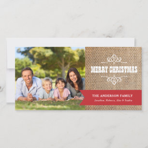 Rustikale Leinwand mit rotem Feiertagskarte