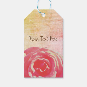 Rustikale Leinwand, Rosa Rose benutzerdefinierte G Geschenkanhänger