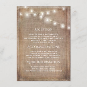 Rustikale Leinwand-Schnur beleuchtet Begleitkarte