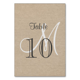 Rustikale Leinwand Wedding Monogram Tischnummer
