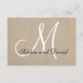 Rustikale Leinwand Wedding RSVP Monogram Card Karte