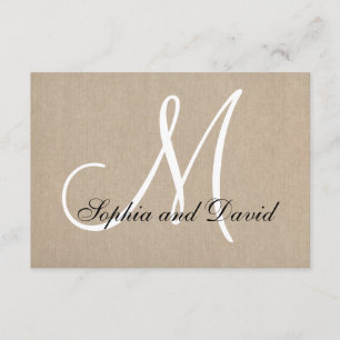 Rustikale Leinwand Wedding RSVP Monogram Card Karte
