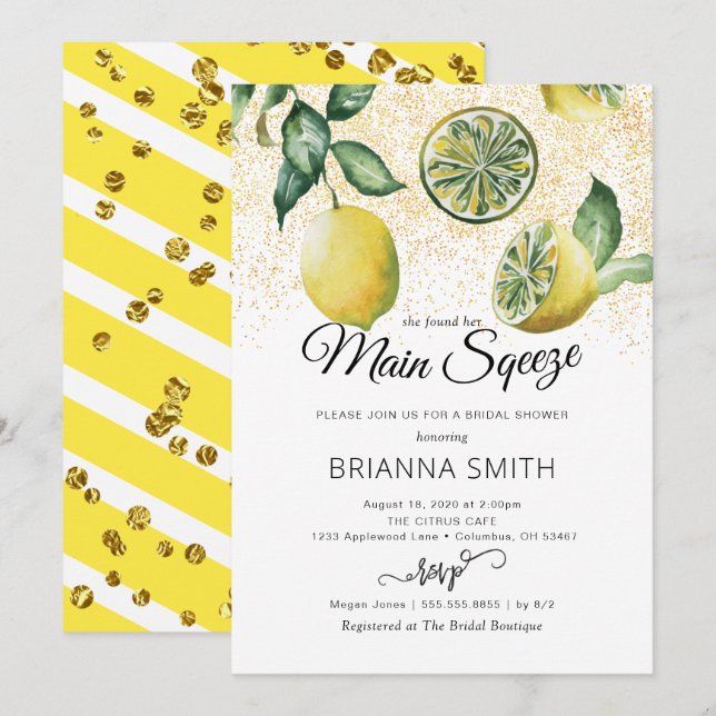 Rustikale Lemon Bridal Dusche Einladung (Vorne/Hinten)