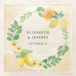 Rustikale Lemon Citrus Boho Sommerhochzeit Glasuntersetzer