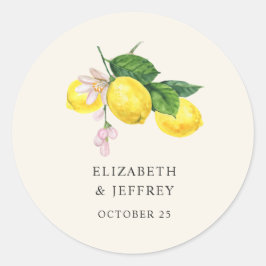 Rustikale Lemon Citrus Boho Sommerhochzeit Runder Aufkleber